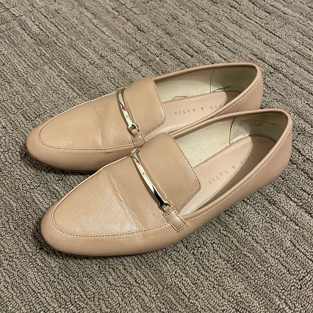 Kelly & Katie saffiano blush cream flats with buckle